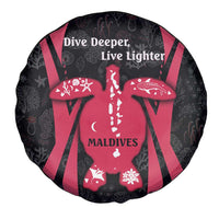 Maldives Dive Turtle Spare Tire Cover with Coral Reef Pattern and Island Spirit Slogan