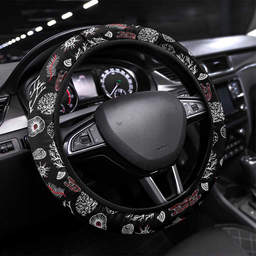 Maldives Dive Turtle Steering Wheel Cover with Coral Reef Pattern and Island Spirit Slogan