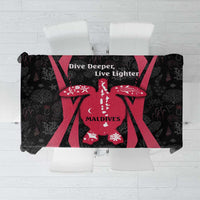 Maldives Dive Turtle Tablecloth with Coral Reef Pattern and Island Spirit Slogan