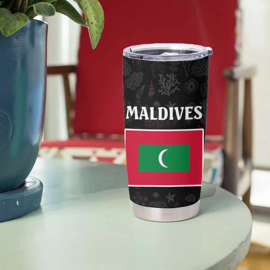 Maldives Dive Turtle Tumbler Cup with Coral Reef Pattern and Island Spirit Slogan