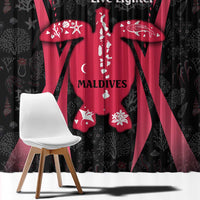 Maldives Dive Turtle Window Curtain with Coral Reef Pattern and Island Spirit Slogan