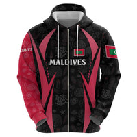 Maldives Dive Turtle Zip Hoodie with Coral Reef Pattern and Island Spirit Slogan