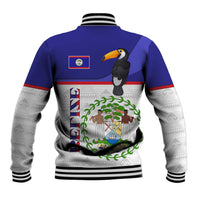 Belize National Emblem Baseball Jacket with Toucan Print and Flag-Inspired Blue Design