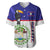 Belize National Emblem Baseball Jersey with Toucan Print and Flag-Inspired Blue Design