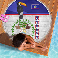 Belize National Emblem Beach Blanket with Toucan Print and Flag-Inspired Blue Design