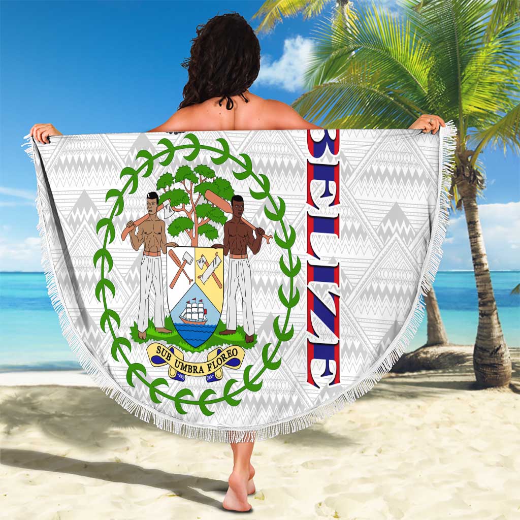 Belize National Emblem Beach Blanket with Toucan Print and Flag-Inspired Blue Design