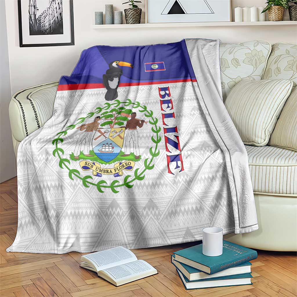 Belize National Emblem Blanket with Toucan Print and Flag-Inspired Blue Design