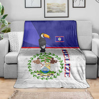 Belize National Emblem Blanket with Toucan Print and Flag-Inspired Blue Design