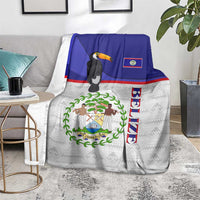 Belize National Emblem Blanket with Toucan Print and Flag-Inspired Blue Design