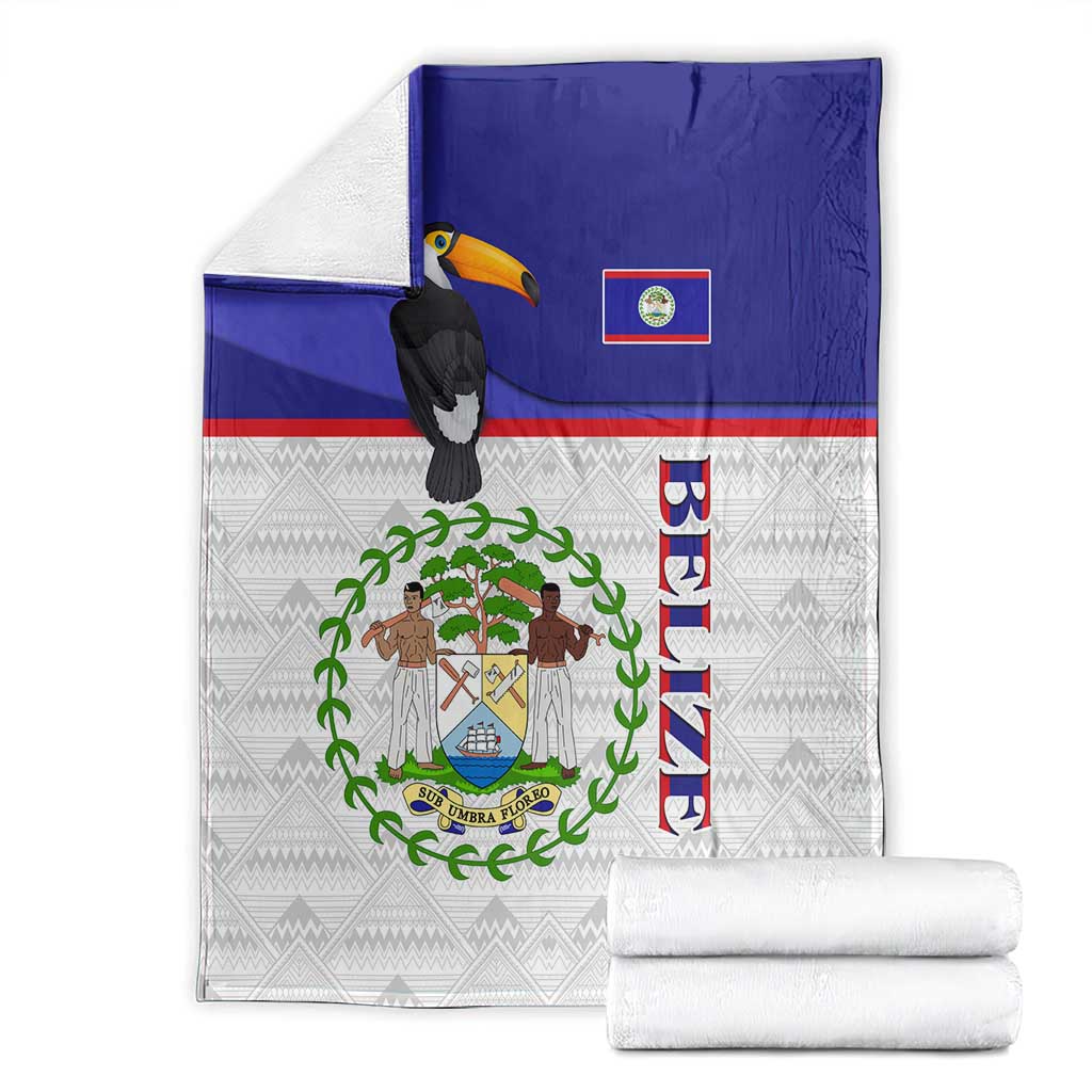 Belize National Emblem Blanket with Toucan Print and Flag-Inspired Blue Design
