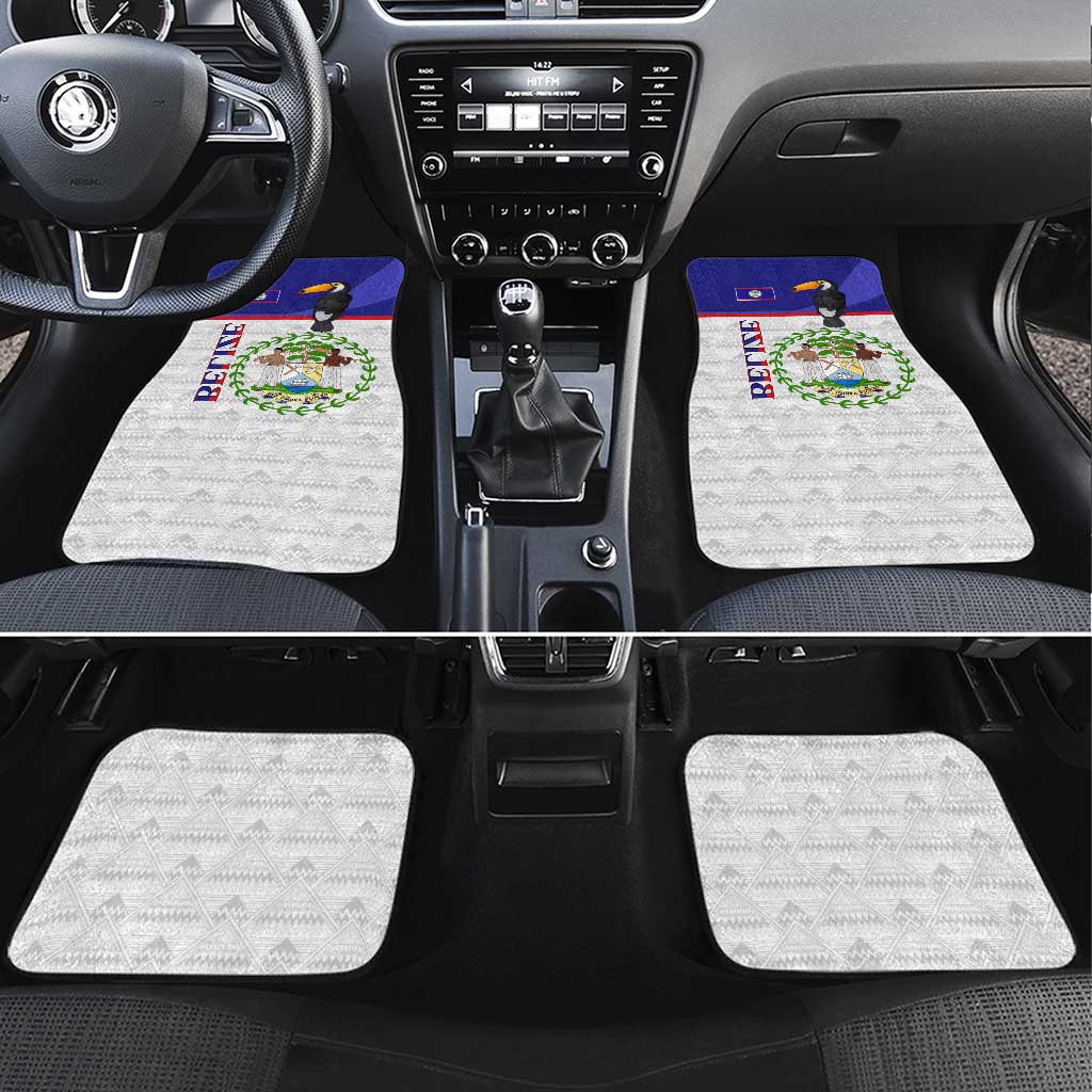 Belize National Emblem Car Mats with Toucan Print and Flag-Inspired Blue Design