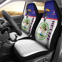 Belize National Emblem Car Seat Cover with Toucan Print and Flag-Inspired Blue Design