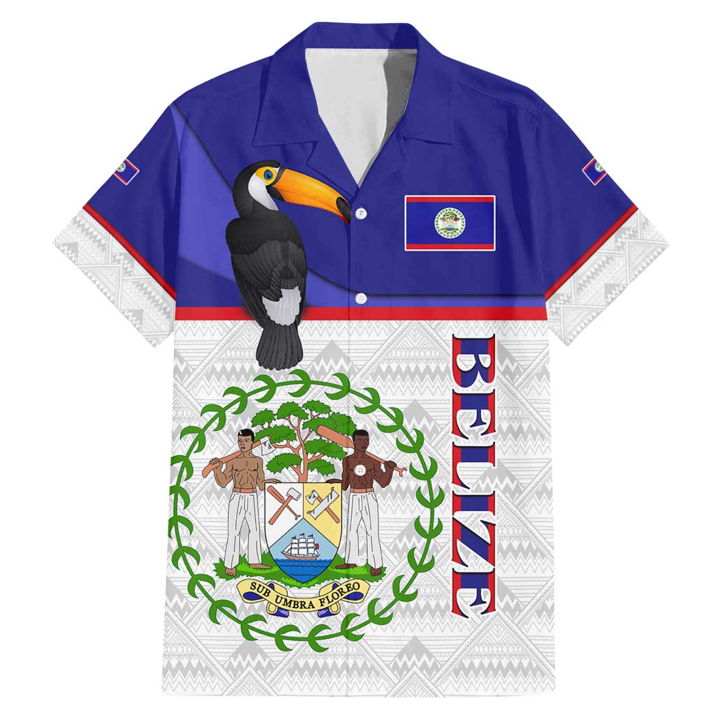 Belize National Emblem Family Matching Mermaid Dress and Hawaiian Shirt with Toucan Print and Flag-Inspired Blue Design