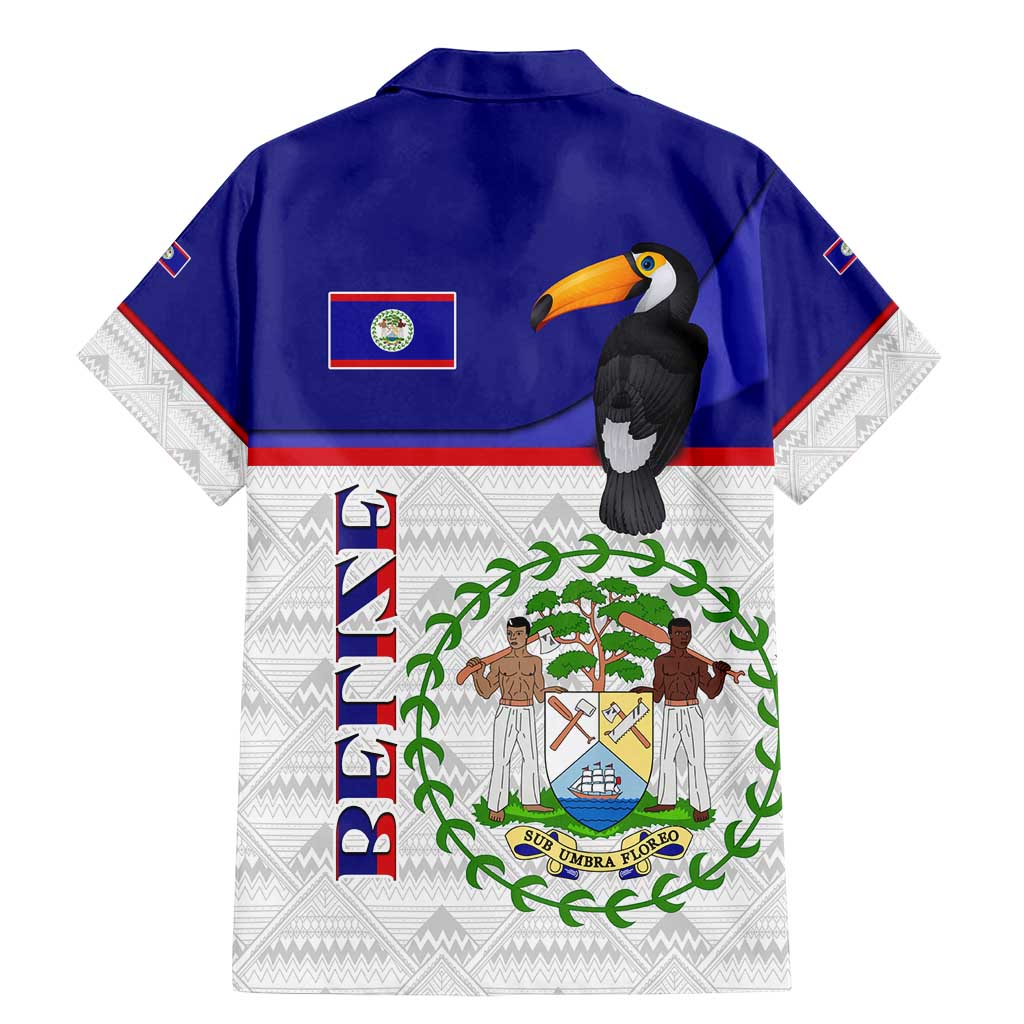 Belize National Emblem Family Matching Mermaid Dress and Hawaiian Shirt with Toucan Print and Flag-Inspired Blue Design