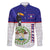 Belize National Emblem Family Matching Off The Shoulder Long Sleeve Dress and Hawaiian Shirt with Toucan Print and Flag-Inspired Blue Design