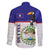 Belize National Emblem Family Matching Off Shoulder Short Dress and Hawaiian Shirt with Toucan Print and Flag-Inspired Blue Design