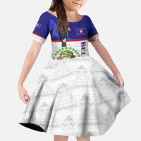 Belize National Emblem Family Matching Short Sleeve Bodycon Dress and Hawaiian Shirt with Toucan Print and Flag-Inspired Blue Design