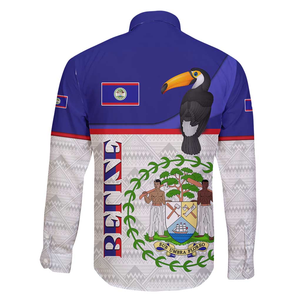 Belize National Emblem Family Matching Short Sleeve Bodycon Dress and Hawaiian Shirt with Toucan Print and Flag-Inspired Blue Design