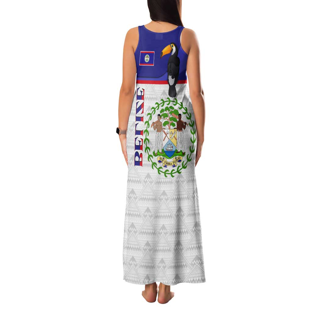 Belize National Emblem Family Matching Tank Maxi Dress and Hawaiian Shirt with Toucan Print and Flag-Inspired Blue Design