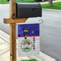 Belize National Emblem Garden Flag with Toucan Print and Flag-Inspired Blue Design