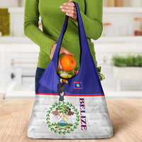 Belize National Emblem Grocery Bag with Toucan Print and Flag-Inspired Blue Design