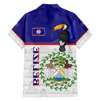 Belize National Emblem Hawaiian Shirt with Toucan Print and Flag-Inspired Blue Design