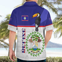 Belize National Emblem Hawaiian Shirt with Toucan Print and Flag-Inspired Blue Design