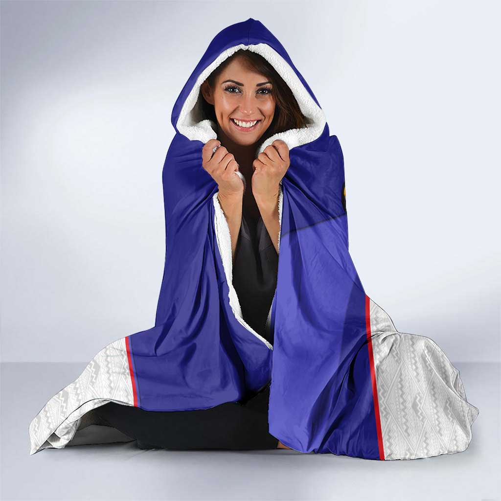 Belize National Emblem Hooded Blanket with Toucan Print and Flag-Inspired Blue Design