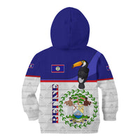 Belize National Emblem Kid Hoodie with Toucan Print and Flag-Inspired Blue Design