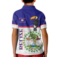 Belize National Emblem Kid Polo Shirt with Toucan Print and Flag-Inspired Blue Design