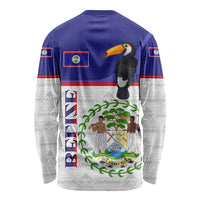 Belize National Emblem Long Sleeve Shirt with Toucan Print and Flag-Inspired Blue Design