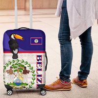 Belize National Emblem Luggage Cover with Toucan Print and Flag-Inspired Blue Design