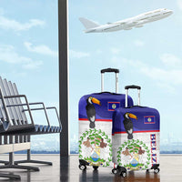 Belize National Emblem Luggage Cover with Toucan Print and Flag-Inspired Blue Design