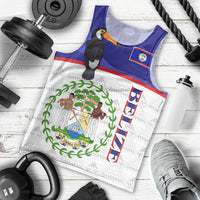 Belize National Emblem Men Tank Top with Toucan Print and Flag-Inspired Blue Design