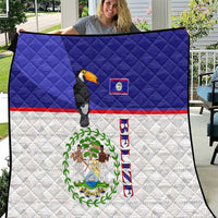Belize National Emblem Quilt with Toucan Print and Flag-Inspired Blue Design