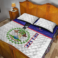 Belize National Emblem Quilt Bed Set with Toucan Print and Flag-Inspired Blue Design