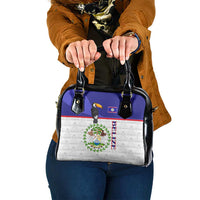 Belize National Emblem Shoulder Handbag with Toucan Print and Flag-Inspired Blue Design