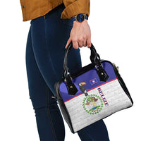 Belize National Emblem Shoulder Handbag with Toucan Print and Flag-Inspired Blue Design
