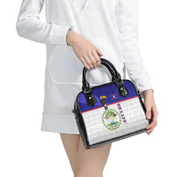 Belize National Emblem Shoulder Handbag with Toucan Print and Flag-Inspired Blue Design