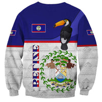 Belize National Emblem Sweatshirt with Toucan Print and Flag-Inspired Blue Design