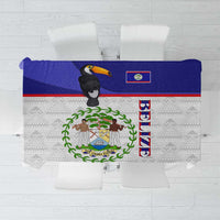 Belize National Emblem Tablecloth with Toucan Print and Flag-Inspired Blue Design