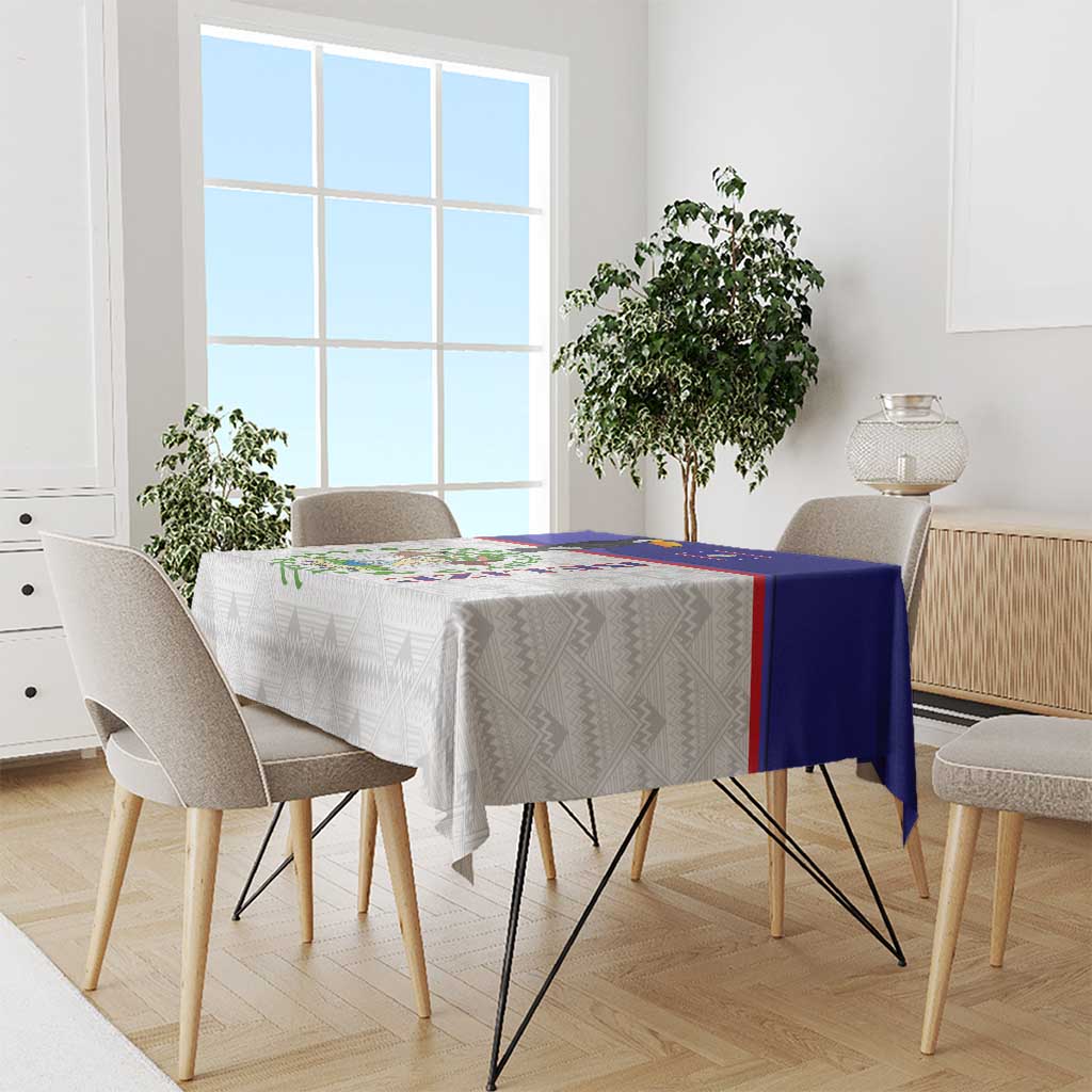 Belize National Emblem Tablecloth with Toucan Print and Flag-Inspired Blue Design