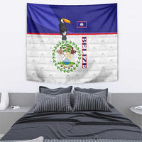 Belize National Emblem Tapestry with Toucan Print and Flag-Inspired Blue Design
