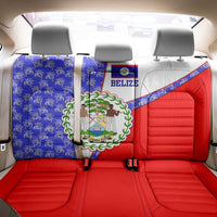 Belize Coat of Arms Back Car Seat Cover with Palm Pattern and Split Red Blue Design