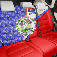 Belize Coat of Arms Back Car Seat Cover with Palm Pattern and Split Red Blue Design