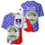 Belize Coat of Arms Baseball Jersey with Palm Pattern and Split Red Blue Design