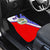 Belize Coat of Arms Car Mats with Palm Pattern and Split Red Blue Design