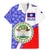 Belize Coat of Arms Family Matching Mermaid Dress and Hawaiian Shirt with Palm Pattern and Split Red Blue Design