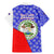 Belize Coat of Arms Family Matching Mermaid Dress and Hawaiian Shirt with Palm Pattern and Split Red Blue Design