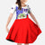 Belize Coat of Arms Family Matching Off Shoulder Maxi Dress and Hawaiian Shirt with Palm Pattern and Split Red Blue Design
